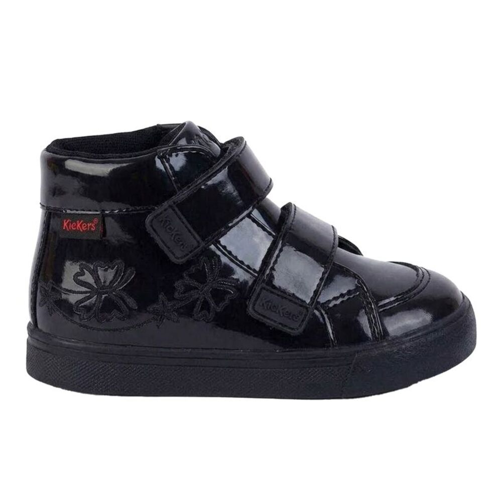 Kickers Childrens/Kids Tovni Hi Stardust Patent Leather High Top Trainers / Blac